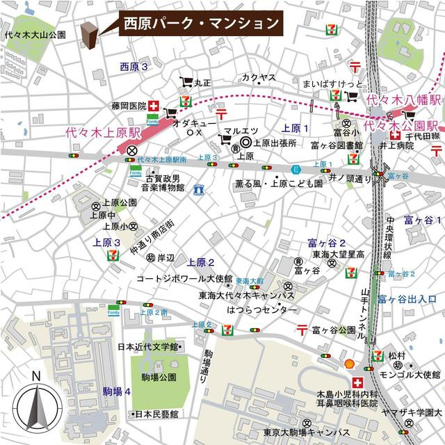 西原パーク・マンションの地図