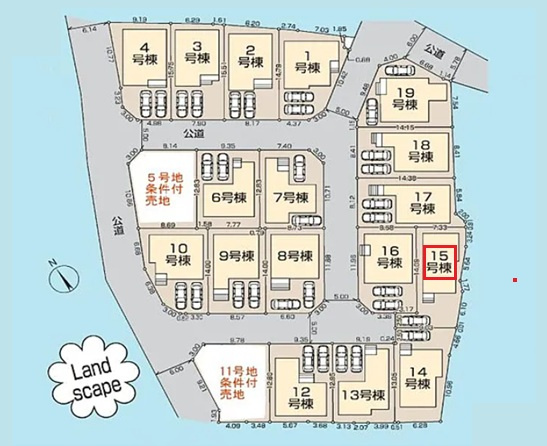 清瀬市下宿2丁目・全19棟　新築一戸建　15号棟の区画図|【全19棟・15号棟】
駐車1台可能です。
