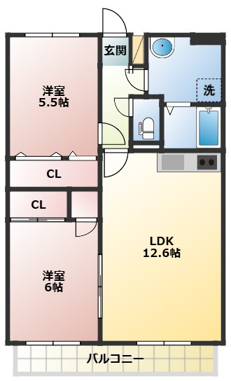 グリーンヒルズ津福の間取り|２LDKの間取りでファミリーの方におすすめです
