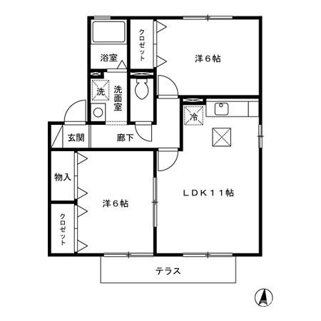 直方市大字植木のアパートの間取り