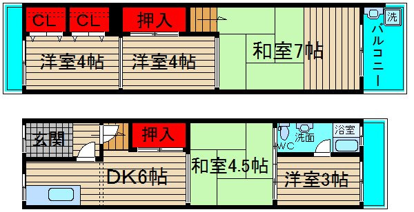 天下茶屋貸家の間取り