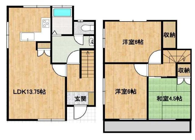 武蔵村山市岸３丁目の中古一戸建の間取り