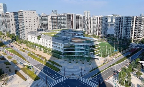 SKY DUO SUN VILLAGE T棟  16階の展望|16階の住戸ですが、晴海西小学校・中学校を向いたお部屋ですので、開放感のある眺望が広がります。