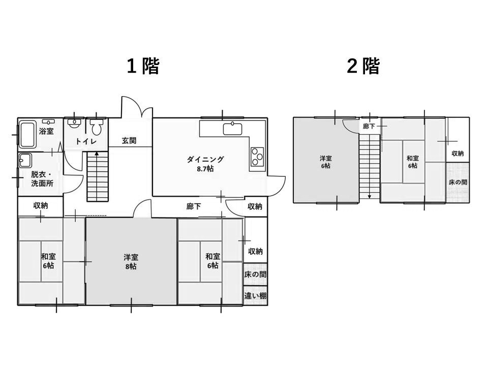 高知市若草町　中古戸建ての間取り