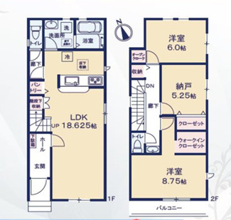 【間取り】 | 千葉市花見川区さつきが丘二丁目　新築分譲住宅２号棟 | 花見川区さつきが丘２丁目　２号棟　２LDK＋納戸