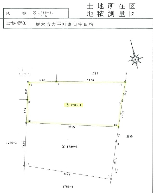 栃木市大平町富田の土地図