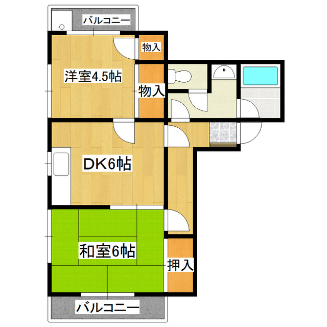 ウィーンハイツＡ棟の間取り|プライバシー重視の振り分けタイプです。