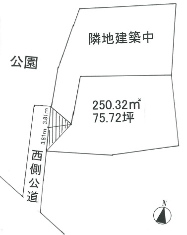 川越市上野田町　売地75坪　建築条件なしの土地図