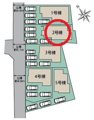 岡崎市福岡町新町　新築分譲住宅　全5棟　2号棟の区画図