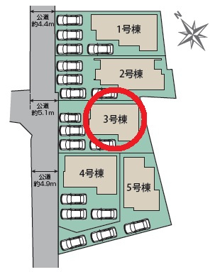 岡崎市福岡町新町　新築分譲住宅　全5棟　3号棟の区画図