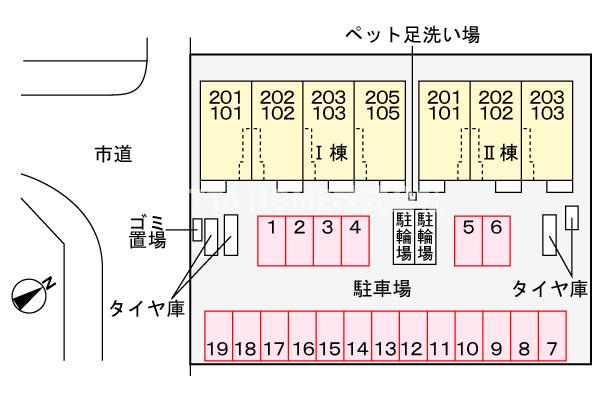 メゾン・シャトンⅠの区画図|駐車場の配置図です◇