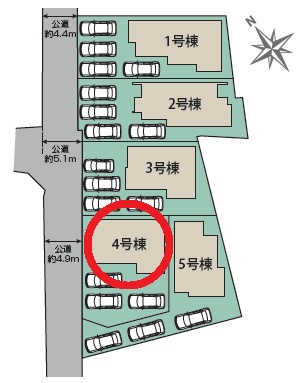 岡崎市福岡町新町　新築分譲住宅　全5棟　4号棟の区画図
