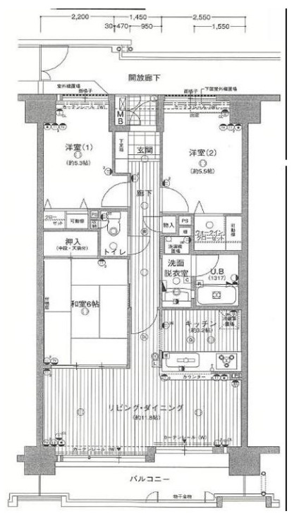 グラン・コート守口　2階の間取り