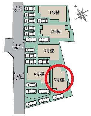 岡崎市福岡町新町　新築分譲住宅　全5棟　5号棟の区画図