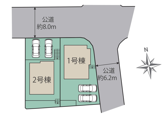 【区画図】 | 大野城市つつじヶ丘3丁目　2号棟（全2棟）【仲介手数料無料・0円】 | 区画図です。2号棟