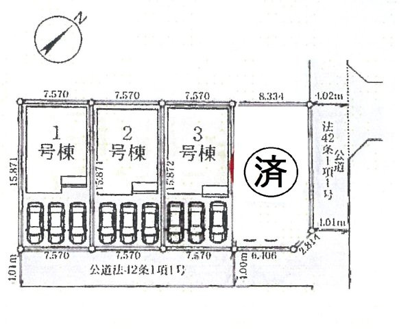 仲介手数料無料　鴻巣市東３丁目　新築戸建　全4棟の区画図