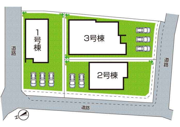 亀山市山下町　第1期　新築一戸建ての区画図|全3区画
