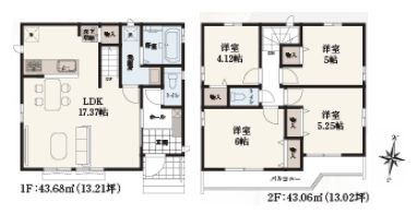 【間取り】 | 東久留米市南沢４丁目　新築戸建て　P号棟 | ゆとりあるリビングは対面キッチンで一体感ある空間です♪