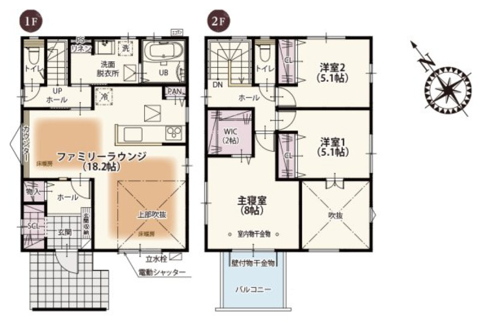 久喜市吉羽　第6期　全5邸の間取り|〇3LDK〇
広々ファミリーラウンジ18.2帖！
ウォークインクローゼット、シューズインクローク、パントリー付き収納豊富な間取り♪