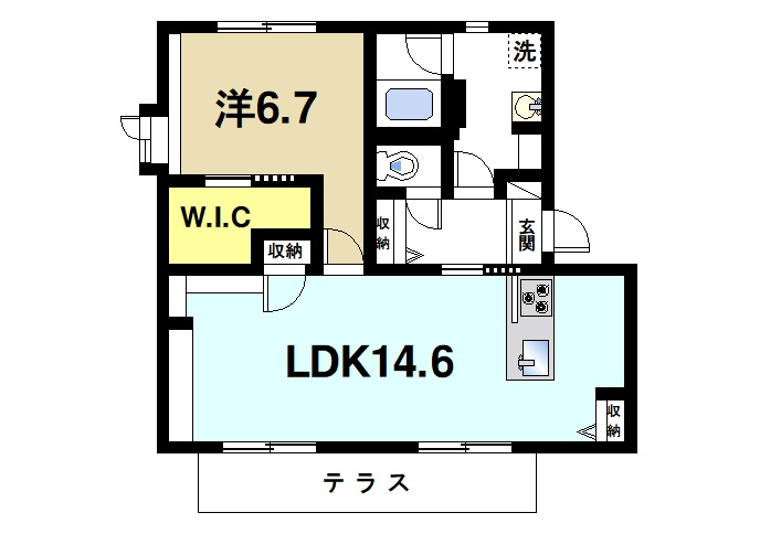 グリーンハイツ高塚の間取り|1LDKの間取りです