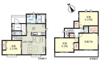 【間取り】 | 船橋市三山三丁目　新築分譲住宅B号棟 | 船橋市三山３丁目　B号棟　４LDK