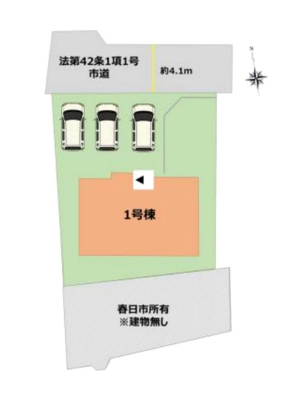 【区画図】 | 春日市天神山4丁目1期　1号棟（全1棟）【仲介手数料無料・0円】 | 区画図です。1号棟
