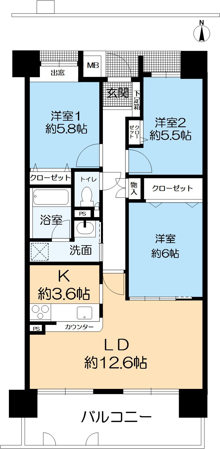 芦屋ハイタウンの間取り