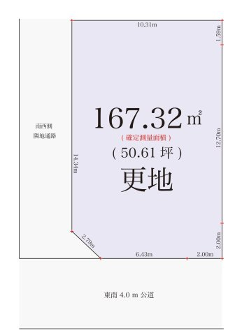 土地 川越市藤間の土地図|約50坪の敷地です