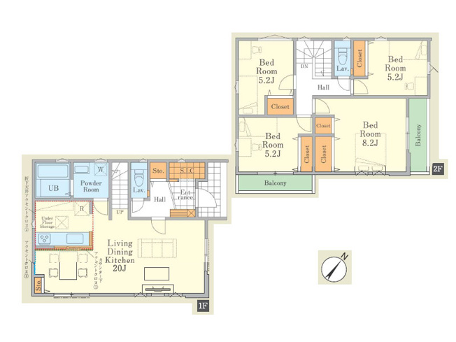 【間取り】 | 富士見市上沢1丁目　新築一戸建住宅　全1棟　(ふじみ野店) | LDK20帖、主寝室8.2帖の広さを確保した4LDKの間取り。SICなど収納もたっぷり備えています。