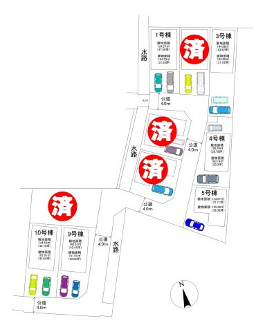 三郷市　戸ケ崎3丁目　新築戸建　全10棟の区画図|区画図です