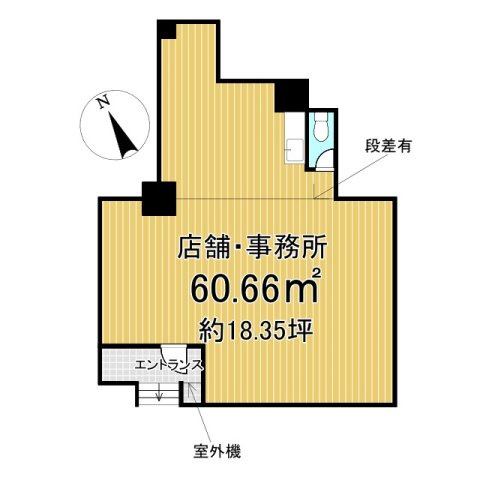 【間取り】 | 豊中本町アーバンライフ | 当該物件の間取りになります。
広さは約18.35坪ございます。
店舗や事務所としていかがでしょうか？