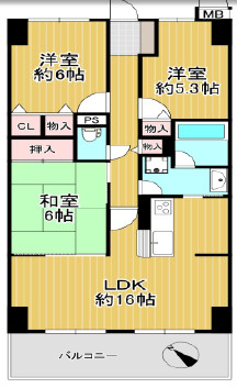 【間取り】 | メゾンドール明石東二見　6階 | 3LDKです。