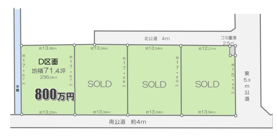 敷地面積71.4坪　売地　川越市府川