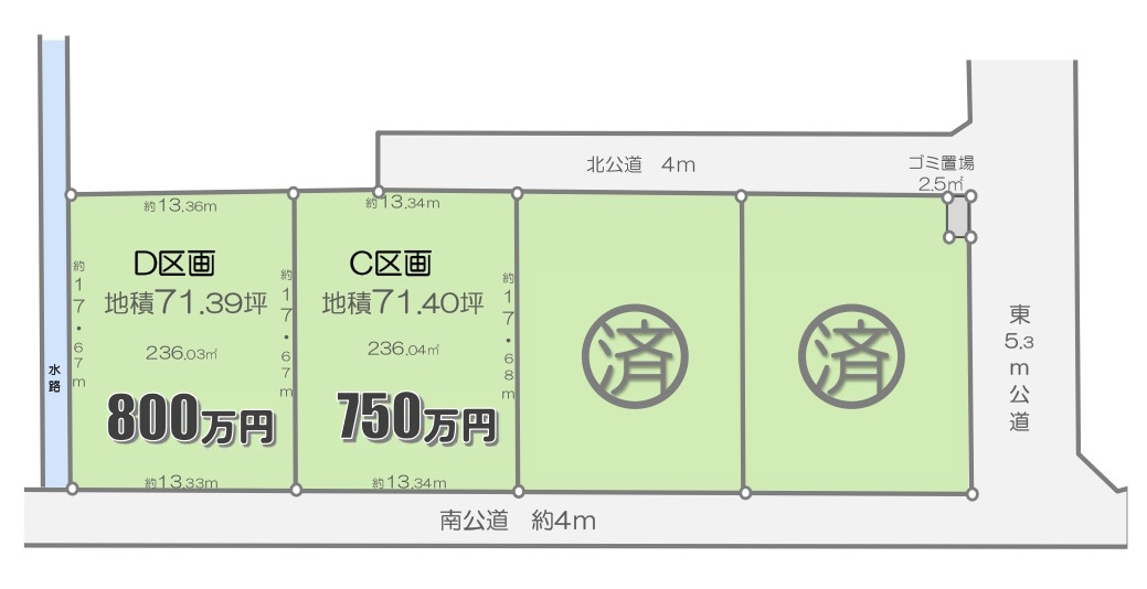 敷地面積71坪　売地　川越市府川