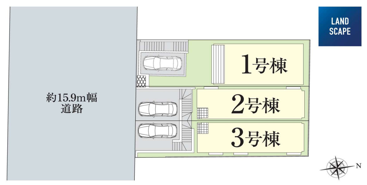横浜市青葉区藤が丘2丁目 新築戸建て【仲介手数料無料】の区画図
