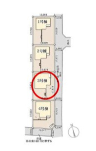 リーブルガーデンＳ第11　前橋市富士見町時沢　３号棟の区画図|駐車場3台以上ご用意しています！来客時も重宝します♪
並列駐車なので、車の出し入れもしやすいですよ！