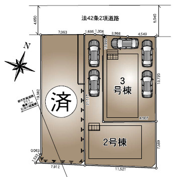 伊勢原市高森第24　新築戸建　全3棟3号棟の区画図