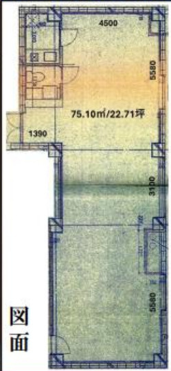 【間取り】 | 緑園都市駅2分 渋谷緑園都市共同ビル 3階 22.71坪 事務所仕様