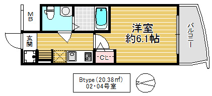 東大阪市高井田本通７丁目の賃貸マンションの間取り