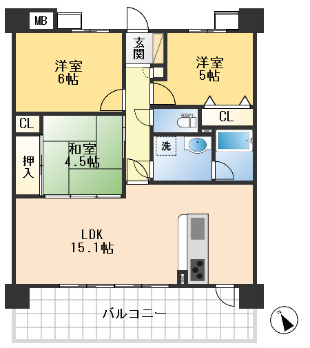 藤和シティホームズ江坂Ⅱの間取り