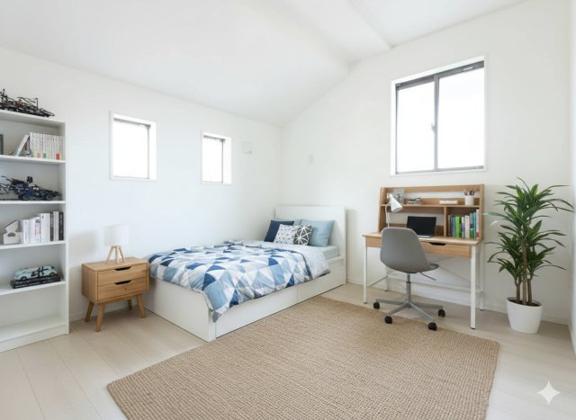 三郷市　彦成1丁目　新築戸建　全1棟の洋室|明るく開放的な空間を演出しております　※家具をCGで加工しており、家具付き販売ではございません。