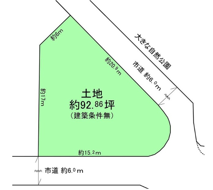 堺市南区赤坂台６丁　角地　売土地の区画図|三方向角地