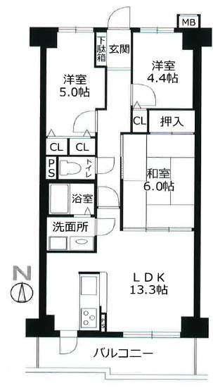 【間取り】 | ライオンズマンション明石二見　6階 | 3LDKです。