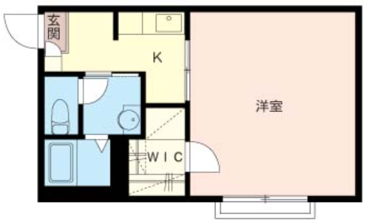 メゾン・シャトンドールの間取り|バストイレ別、洋室8帖の1Ｋです♪