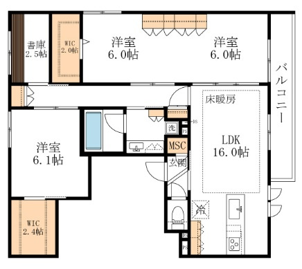 (仮称）東１丁目メゾンの間取り|★開放感のある間取り★