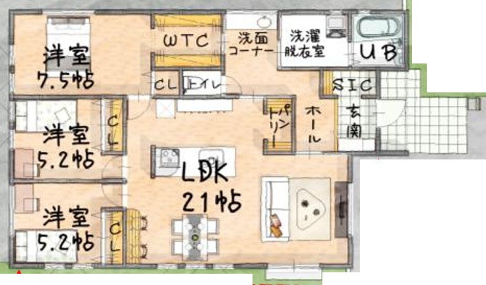 所沢市山口　新築戸建　全１棟の間取り
