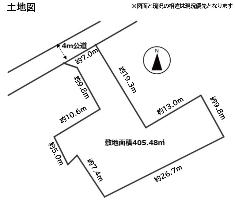敷地面積122.6坪　売地　川越市大塚2丁目の土地図|区画図　敷地面積122.6坪！建築条件なし！お好きなハウスメーカーで建築可能です♪
