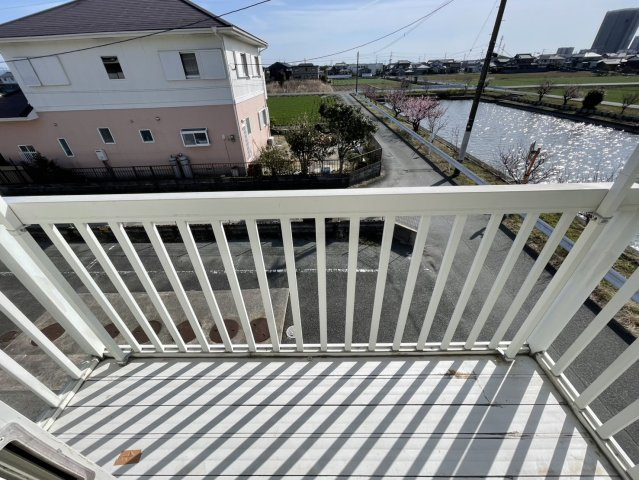 柳川市三橋町蒲船津のアパートのバルコニー