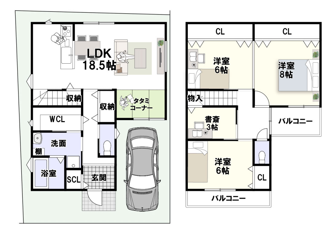 寺本5丁目　建築条件付土地　Aプランの参考プラン|新築参考プラン/建物面積106.92ｍ2、建物価格1949万円