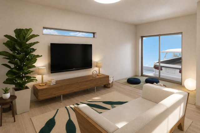 寺本5丁目　建築条件付土地　Aプランの完成予想図|―LDK18.5帖パース― 新築参考プラン/建物面積106.92ｍ2、建物価格1949万円